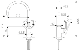 Смеситель для кухни Omoikiri Wakayama-C